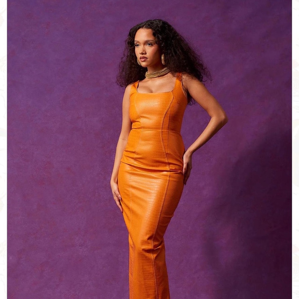 Kai collective faux croc yellow dress